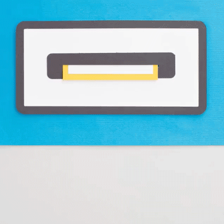 A stop-motion papercraft illustration of a hand pulling a bank note out of an ATM.